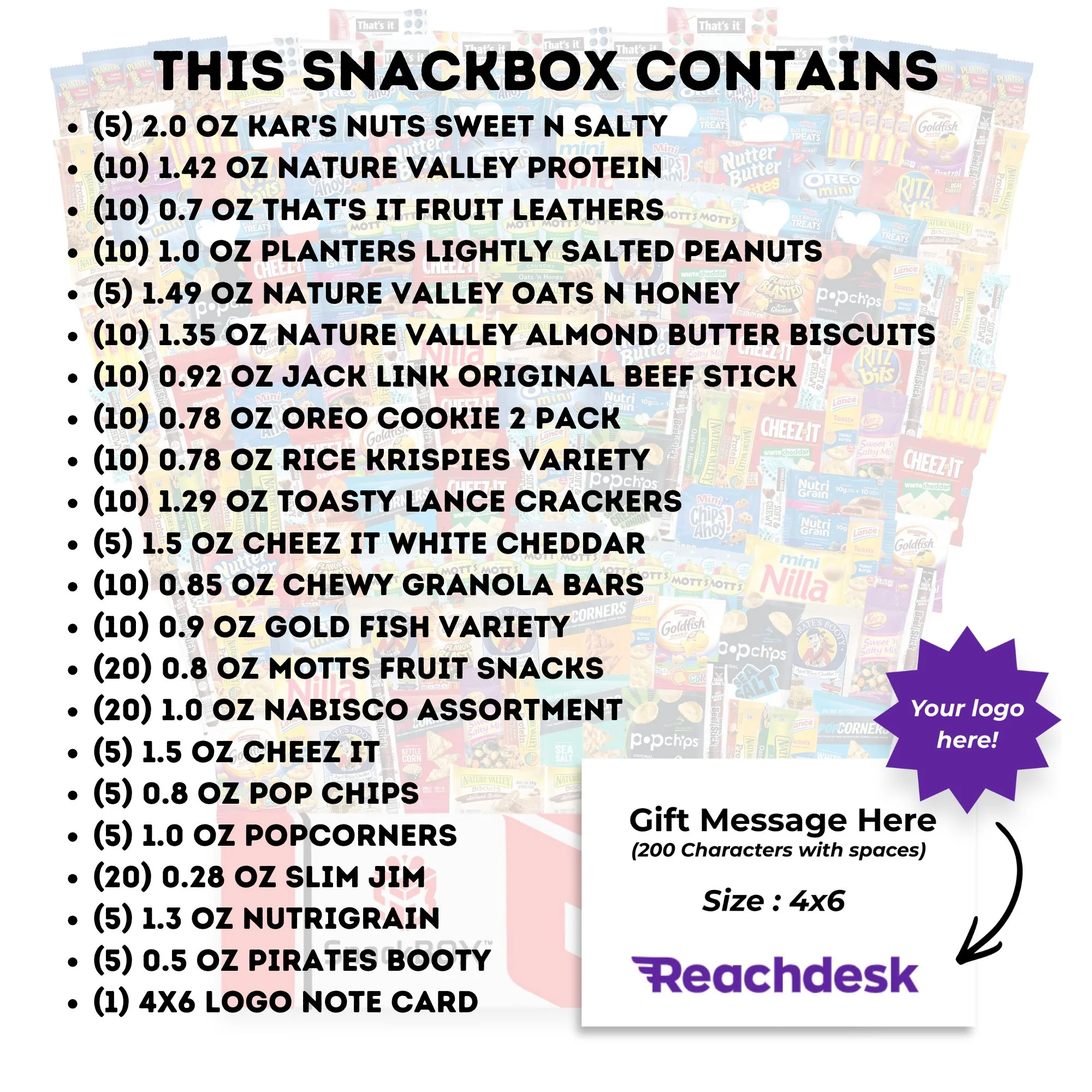 CLASSIC Office Variety Catering Care Package (200 Snacks) + Logo Note Card - Image 2