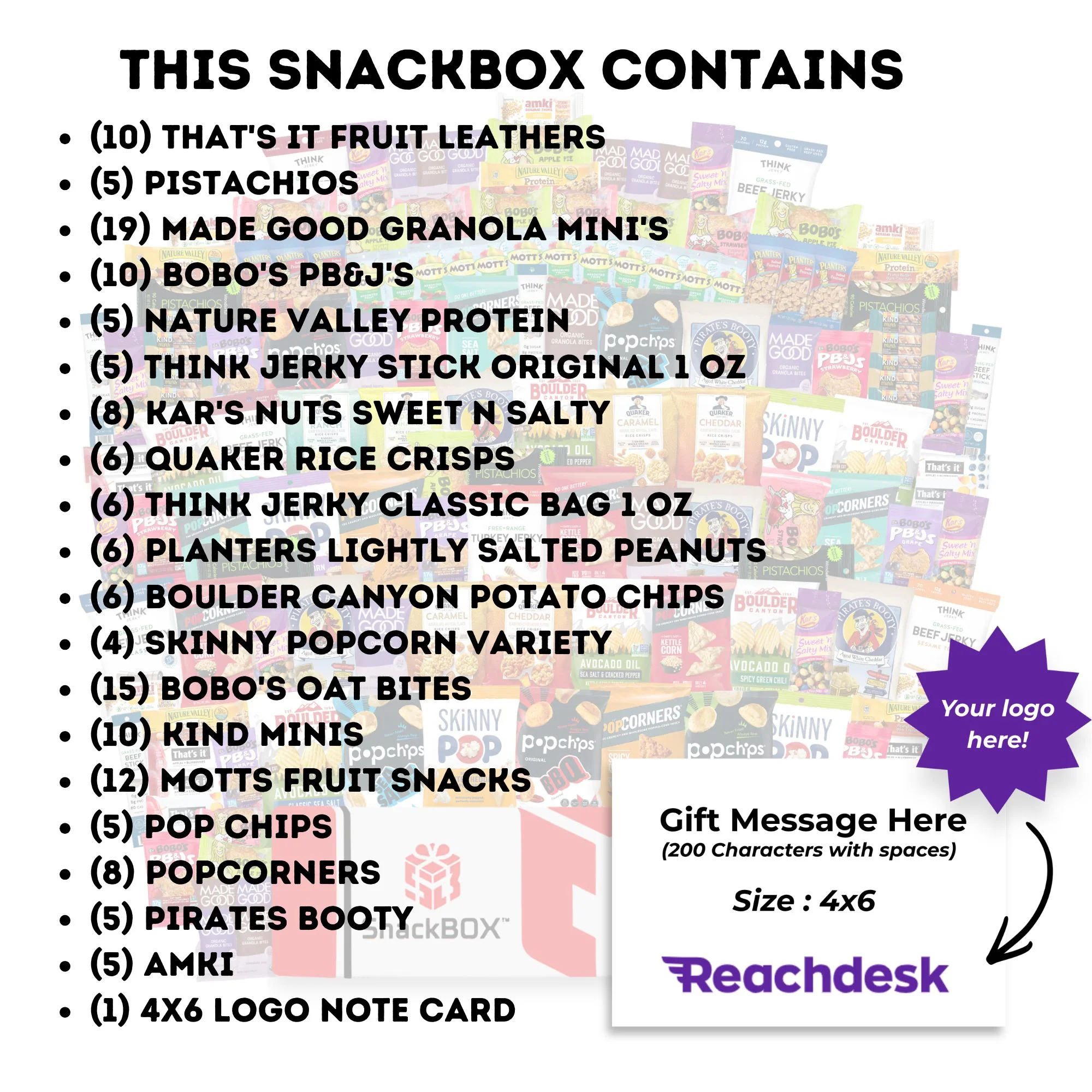 GLUTEN FREE OFFICE VARIETY CATERING CARE PACKAGE (150 Snacks) + Logo Note Card - Image 2
