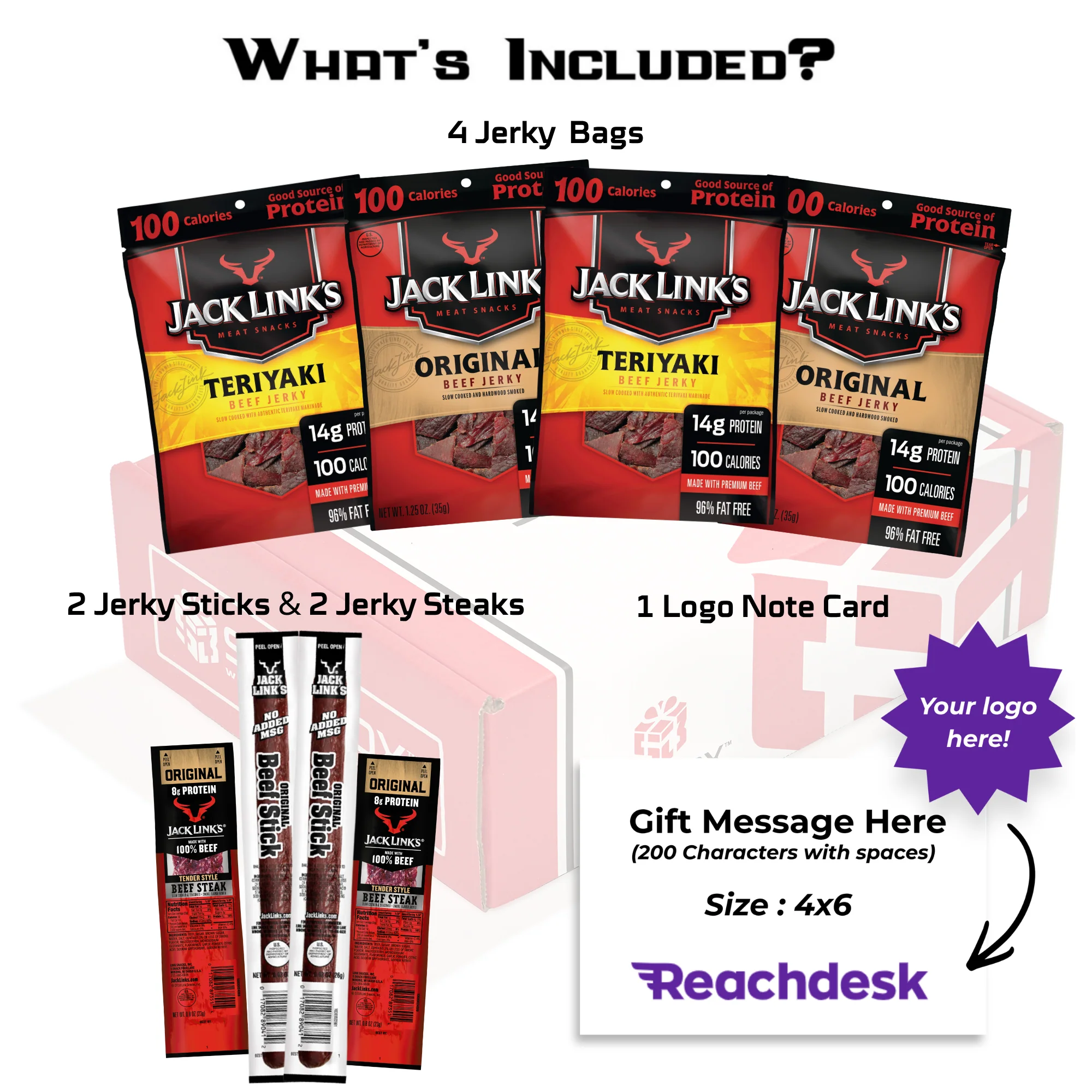 Jack Link's Beef Jerky Care Package (8 Snacks) + Logo Note Card - Image 2