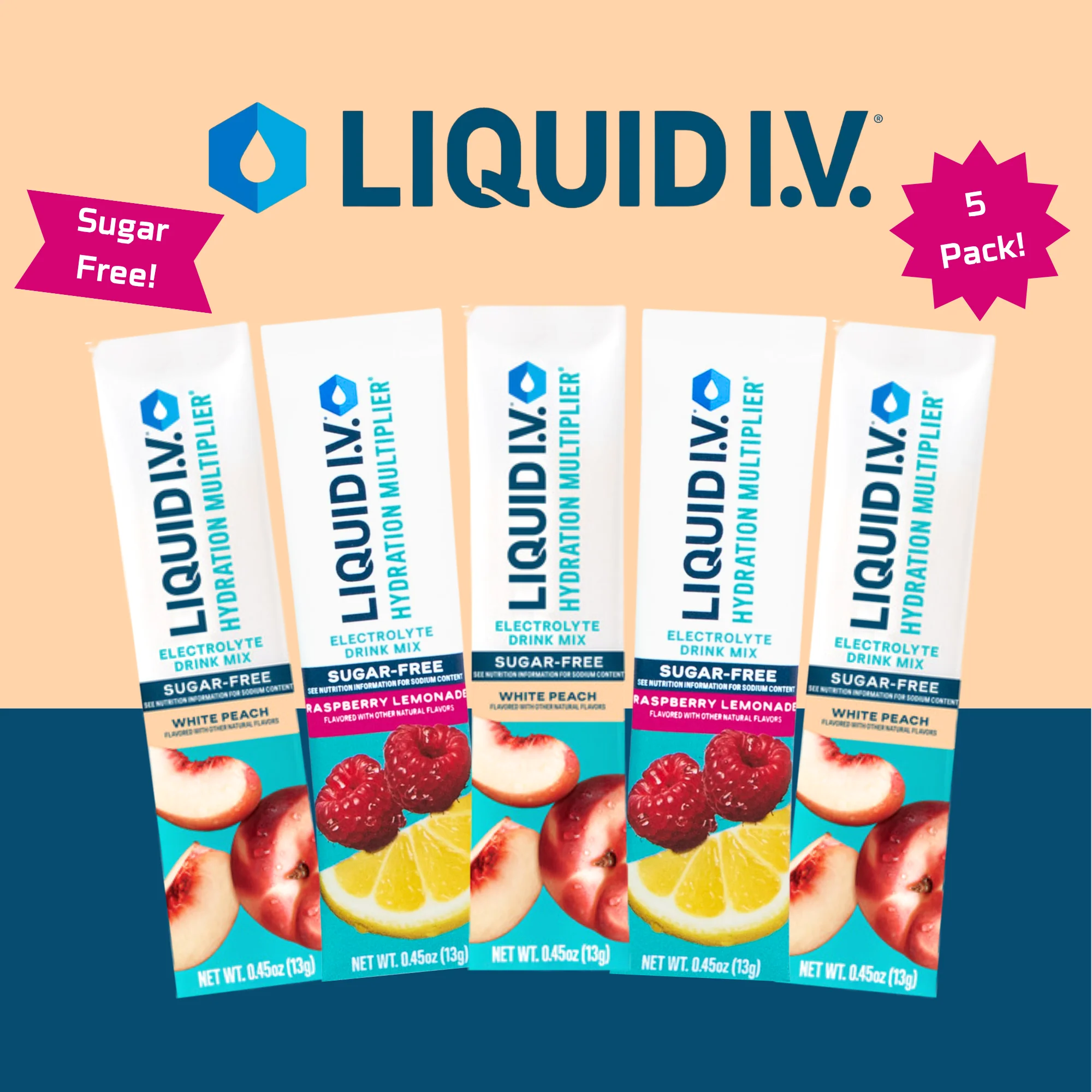 Liquid I.V. Hydration Multiplier Electrolyte Drink Mix β Variety β SUGAR FREE 5-Pack (Add-On Item)