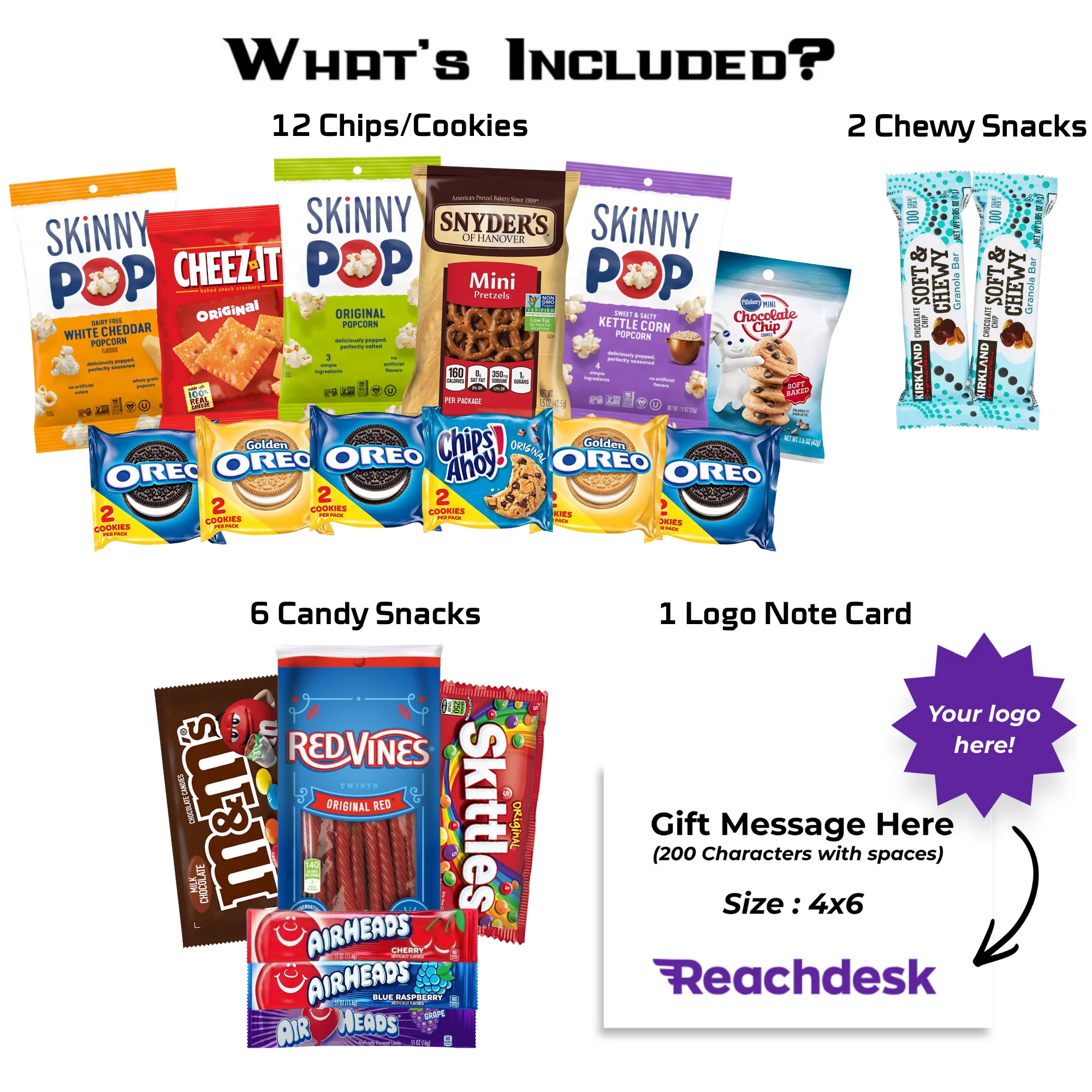 Movie Night Care pacakge (20 Snacks) + Logo Note Card - Image 2